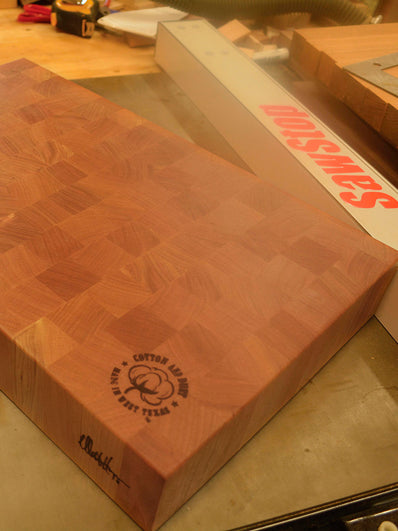 Cotton and Dust The Andrew End Grain Cherry Wood Cutting Board